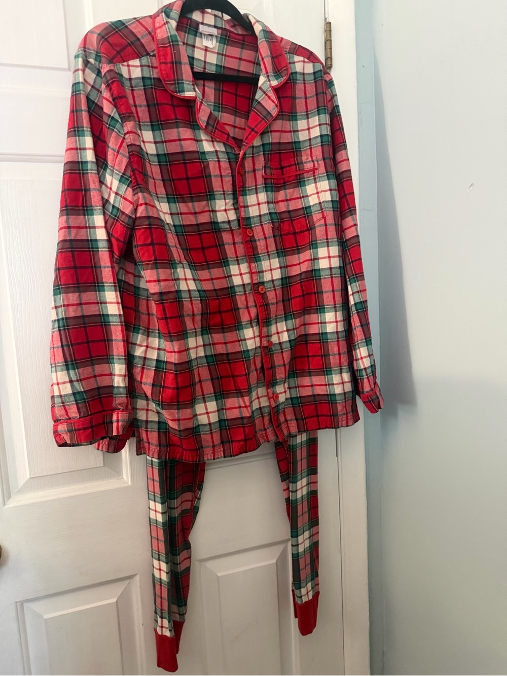 Hanna Andersson Red Green Plaid Cotton Pajama Set Size L